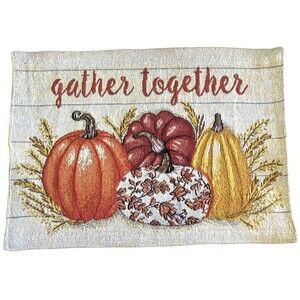 Thanksgiving Tapestry Placemats Set of 4 Gather Together Fall Harvest 13x18